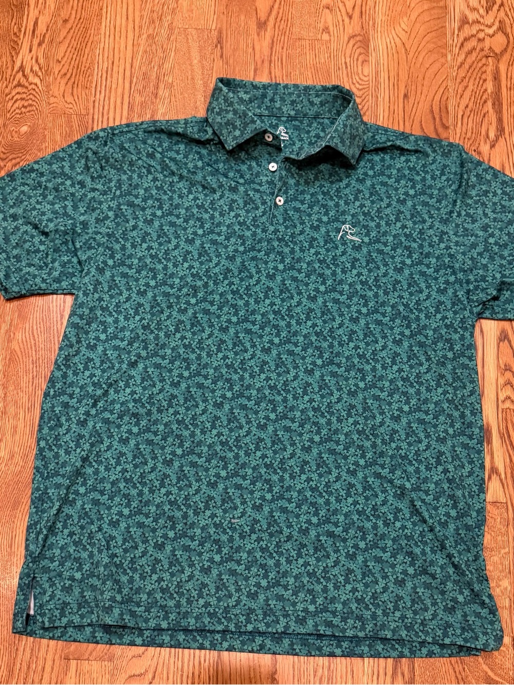 Rhoback Men’s Teal Green shamrock Micro-Pattern Polo